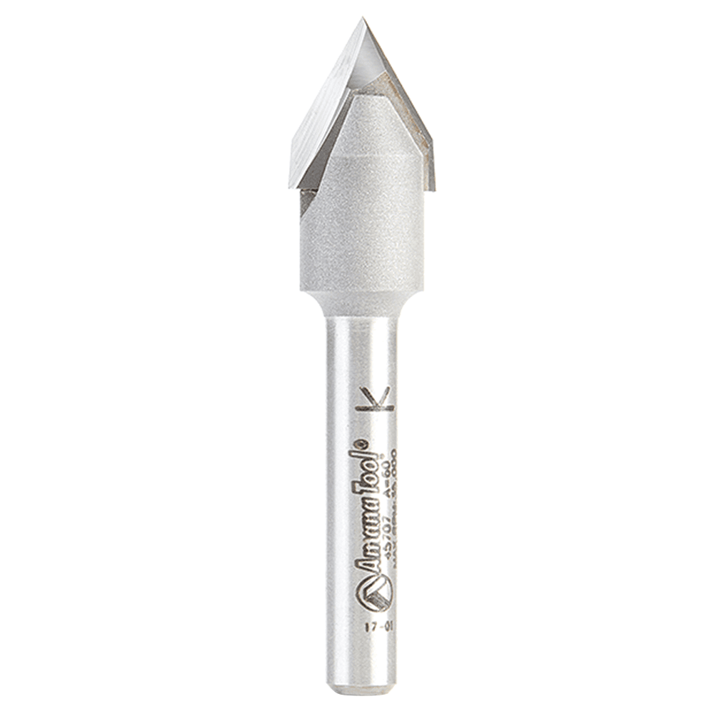 Amana 60 degree V-Groove Router Bit with 2 Flutes and 1/4" Shank