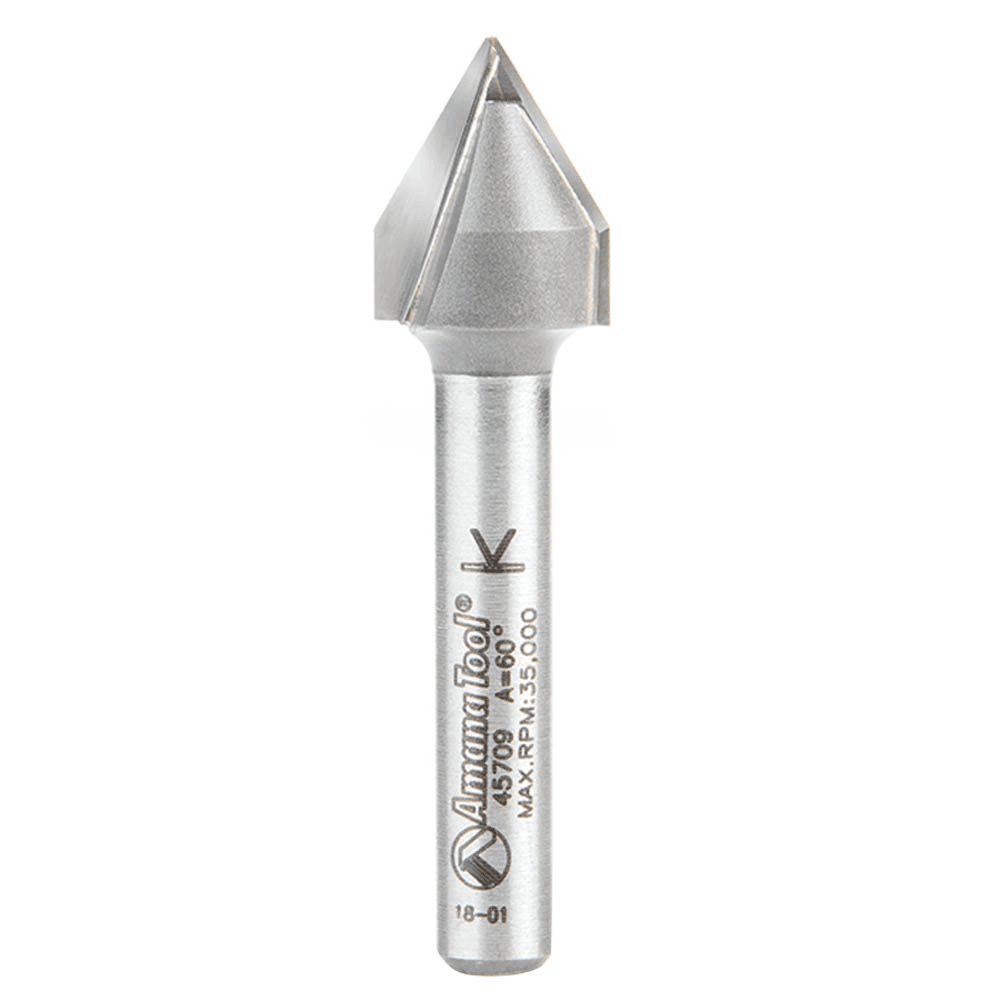 Amana 1/2" x 2" V-Groove Router Bit - Cut decorative V-Grooves and lettering on signs