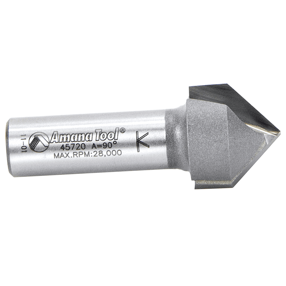 Amana 2-Flute V-Groove Router Bit for Decorative Lettering and Sign Making