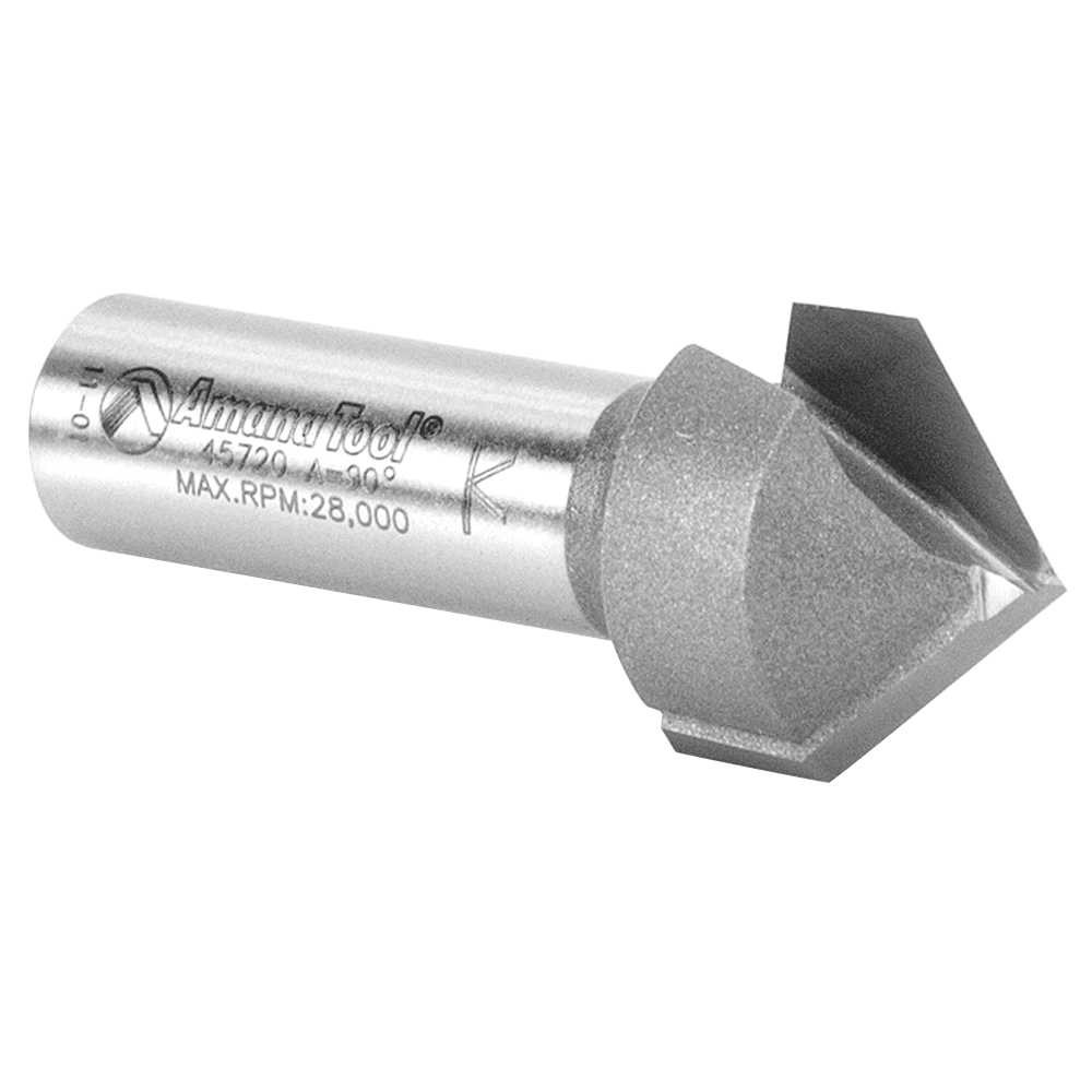 Amana V-Groove Bit for Laminate, Plywood, PVC Plastic, and Solid Surface Cutting