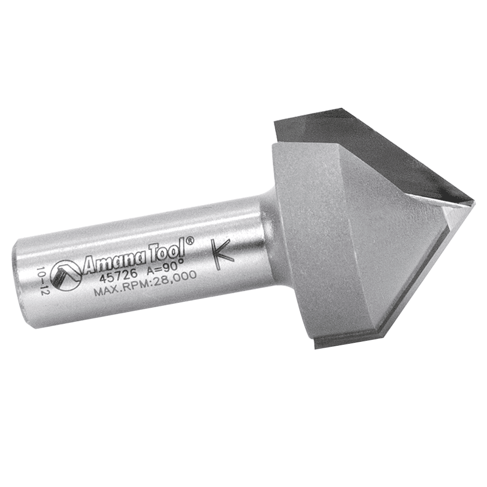 1-1/4" x 2-1/2" V-Groove Router Bit for CNC, 2-Flute, 1/2" Shank - Alt Image 1