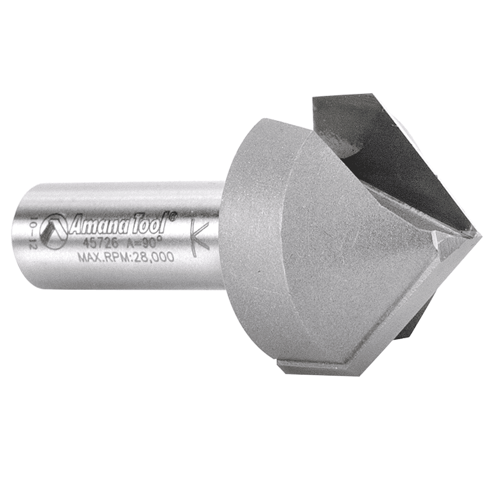 1-1/4" x 2-1/2" V-Groove Router Bit for CNC, 2-Flute, 1/2" Shank - Alt Image 2