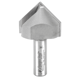 Amana 2-Flute V-Groove Router Bit for CNC, 1/2" Shank, ideal for cutting high-density urethane, acrylic, composites, foam, and more.