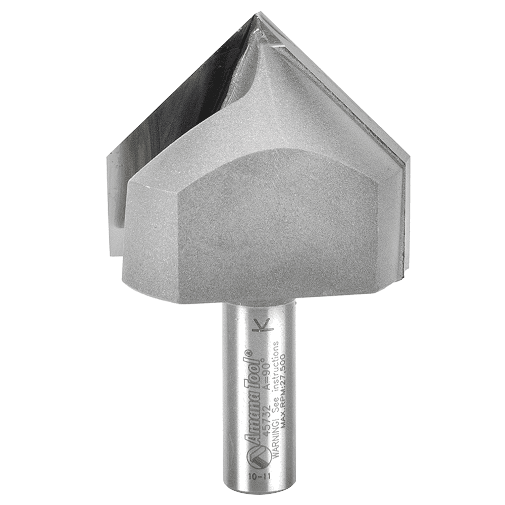 2" x 3-1/4" V-Groove Router Bit for Decorative Lettering on Signs and Beveling Edges