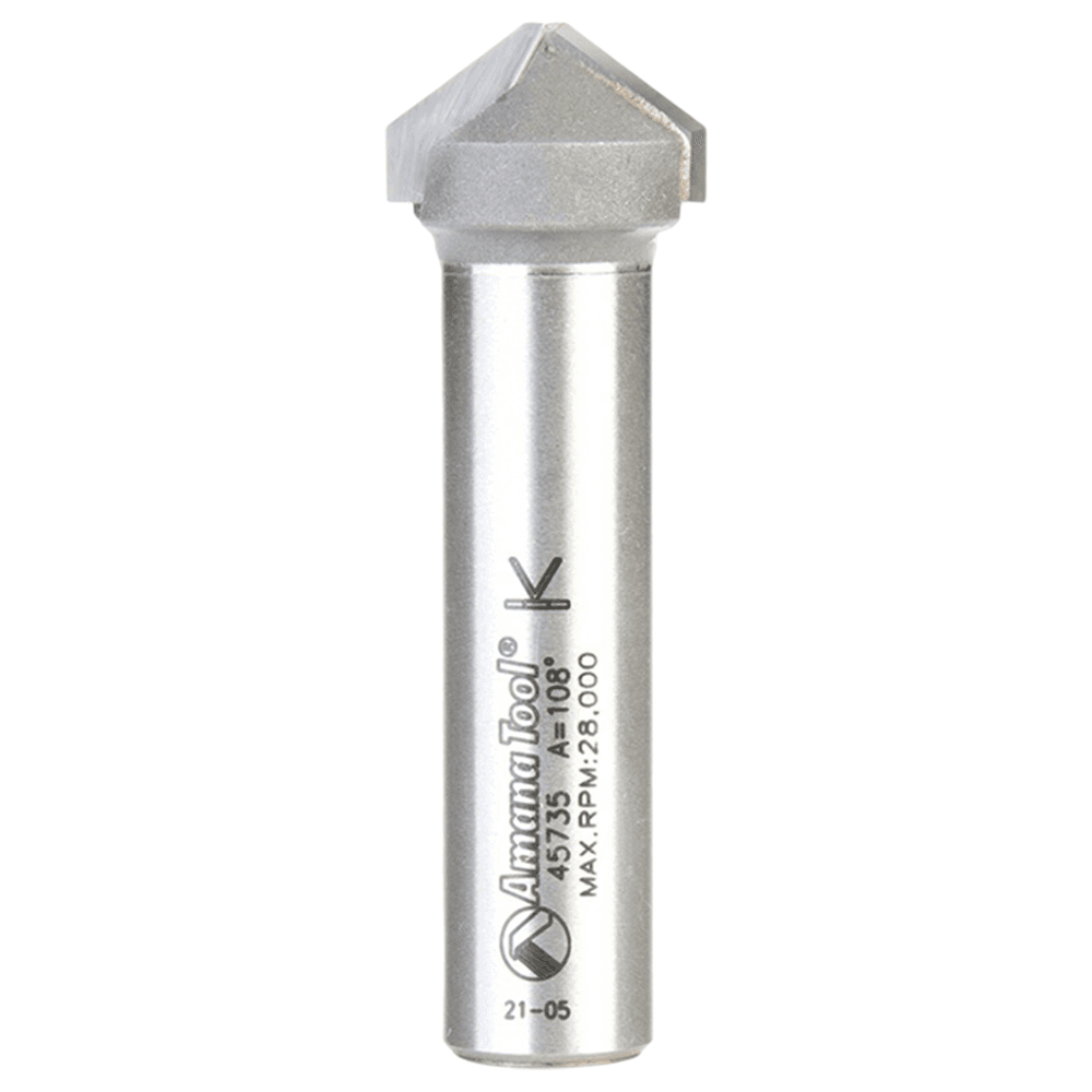 3/4" Dia x 15/64" 108° Double Edge Folding V-Groove Bit, 1/2" Shank Main - Image