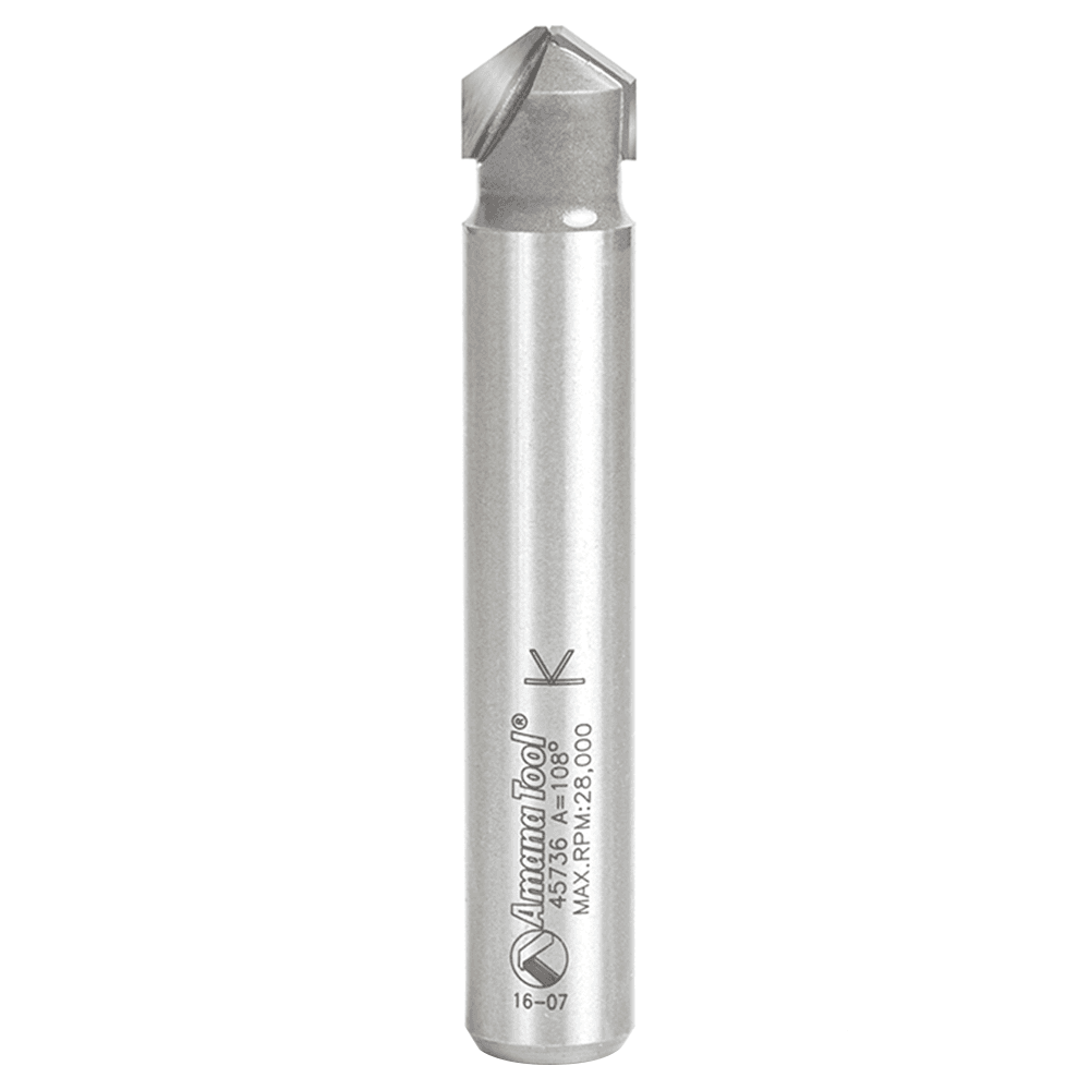 Amana 1/2" x 3" Double Edge V-Groove Router Bit for Aluminum Composite Materials (ACM)