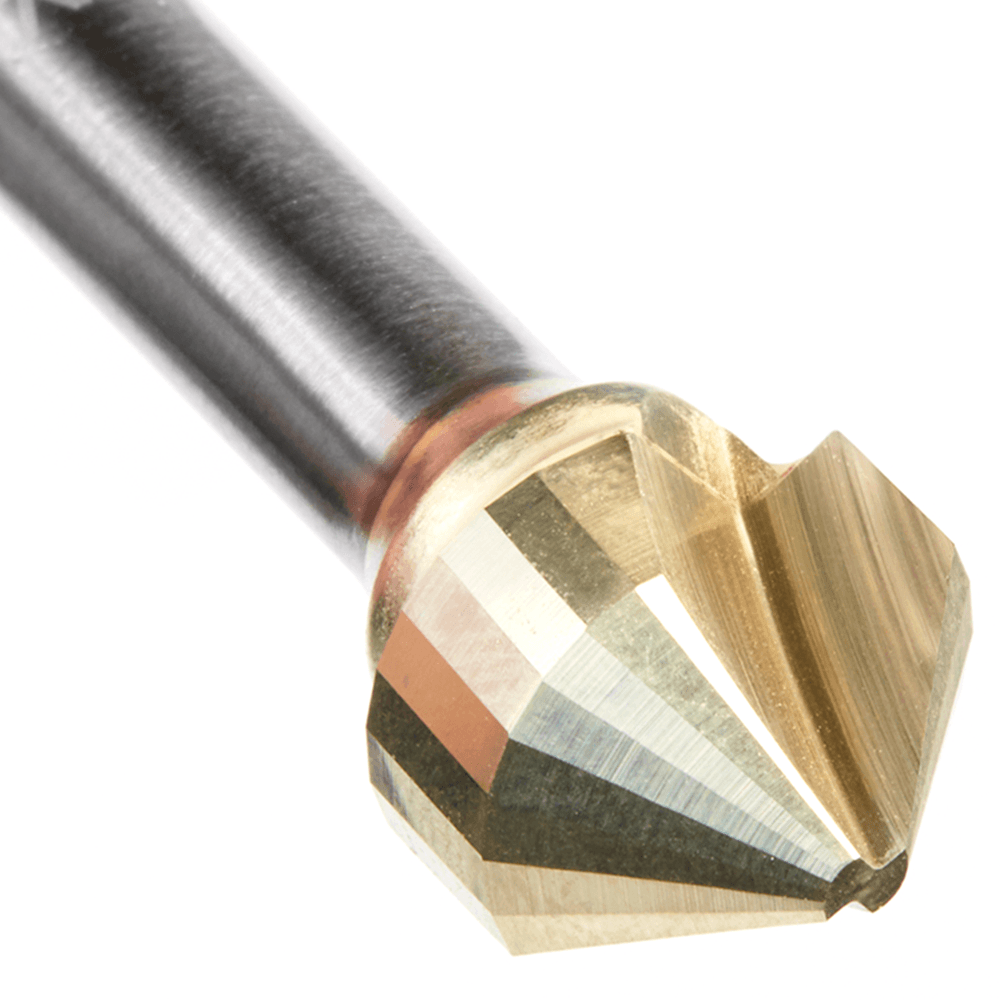 Zirconium nitride (ZrN) coated 2-flute router bit for clean cuts and prolonged cutting edge life