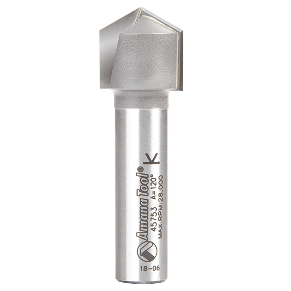 1/2 Inch Shank V-Groove Bit - Bevel and chamfer edges with an edge guide