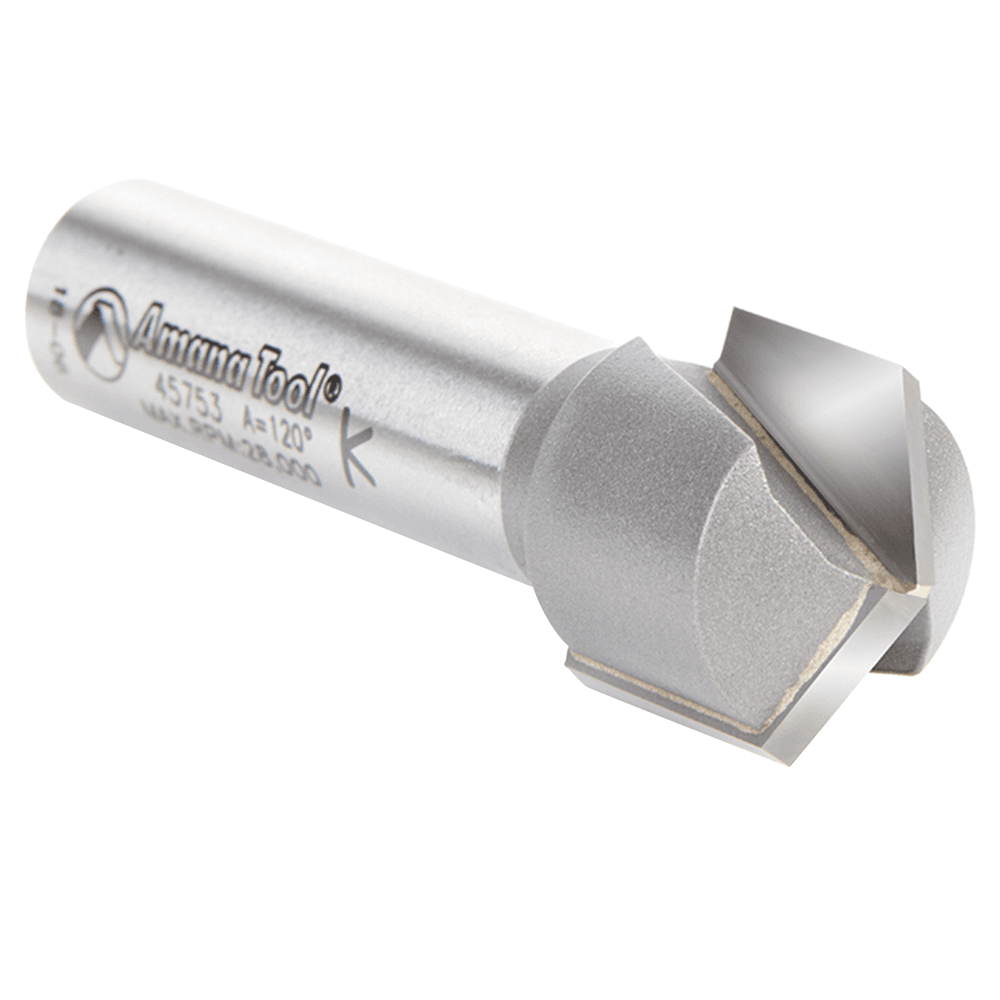 Amana V-Groove Router Bit - Cut decorative grooves on signs with this versatile bit