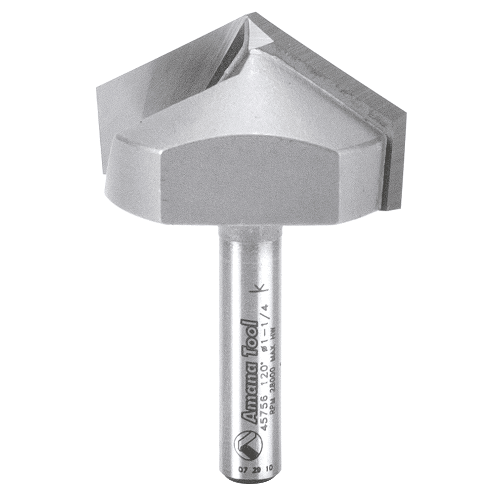 Amana 2-Flute V-Groove Router Bit for Decorative Cuts on Signs and Edges - 1/4" Shank