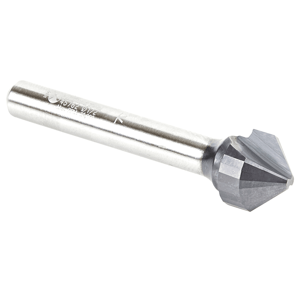 Carbide Cutting Tip Brazed to Steel Shank for Efficient Routing with Amana 2-Flute Router Bit