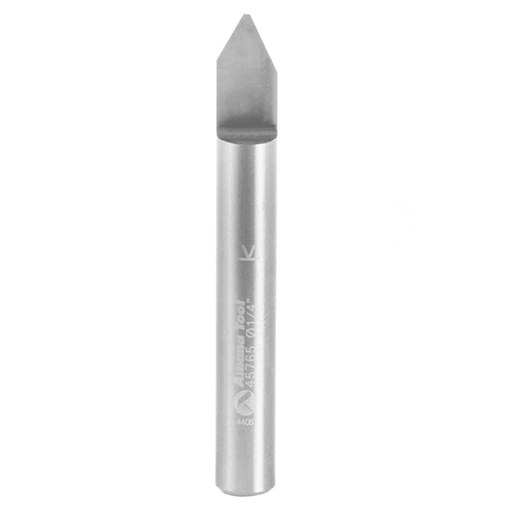 Amana 2" x 0.030" Tip Signmaking Engraving Router Bit on Wood