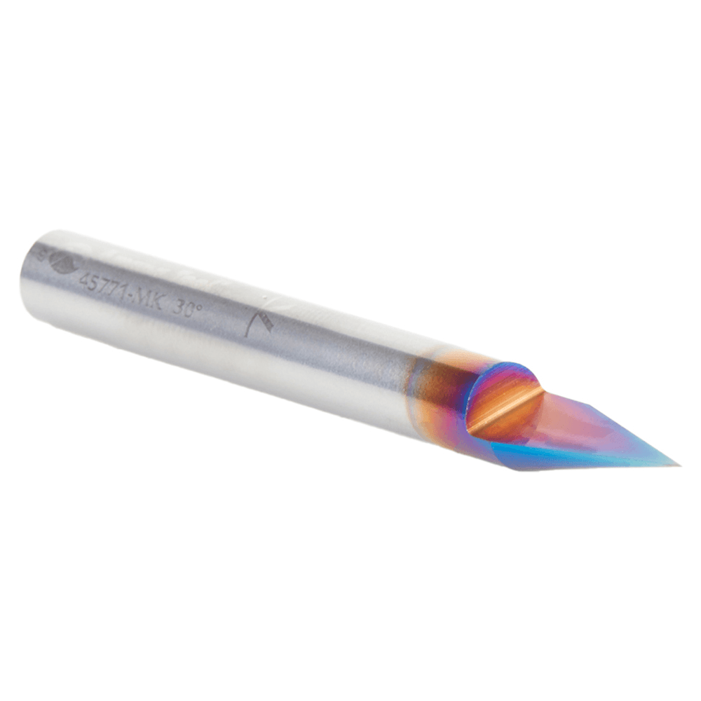 11mm x 57mm 30° Engraving Signmaking Spektra Extreme Tool Life Coated Router Bit, 6mm Shank Alt 3 - Image