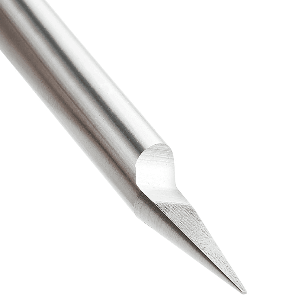 Amana Router Bit with 0.030" Tip for intricate carving & lettering on wood, plastic, aluminum & solid surfaces