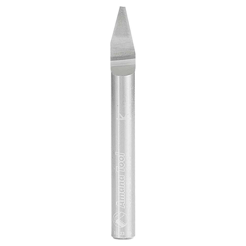 Amana 1/4" Shank Router Bit used for extra-fine lettering on solid surfaces