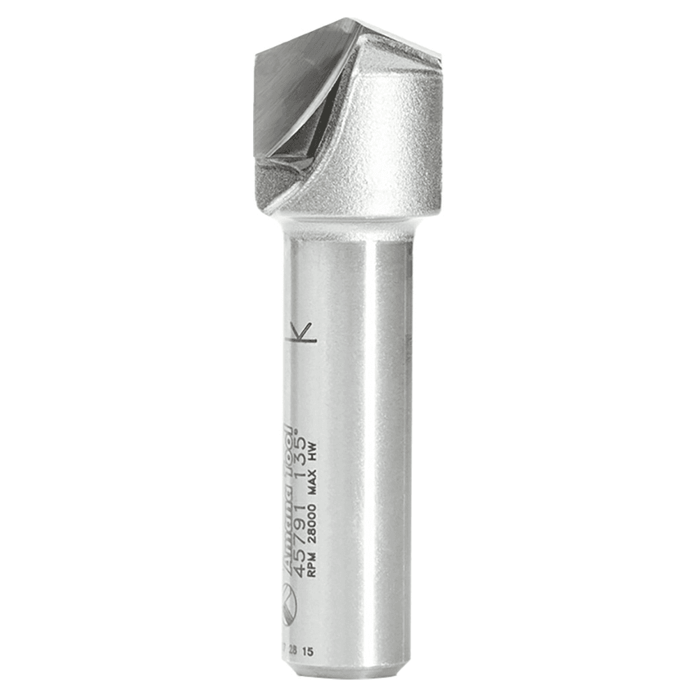 Amana 135&#730; Double Edge Folding V-Groove Router Bit for ACM and ACP materials.