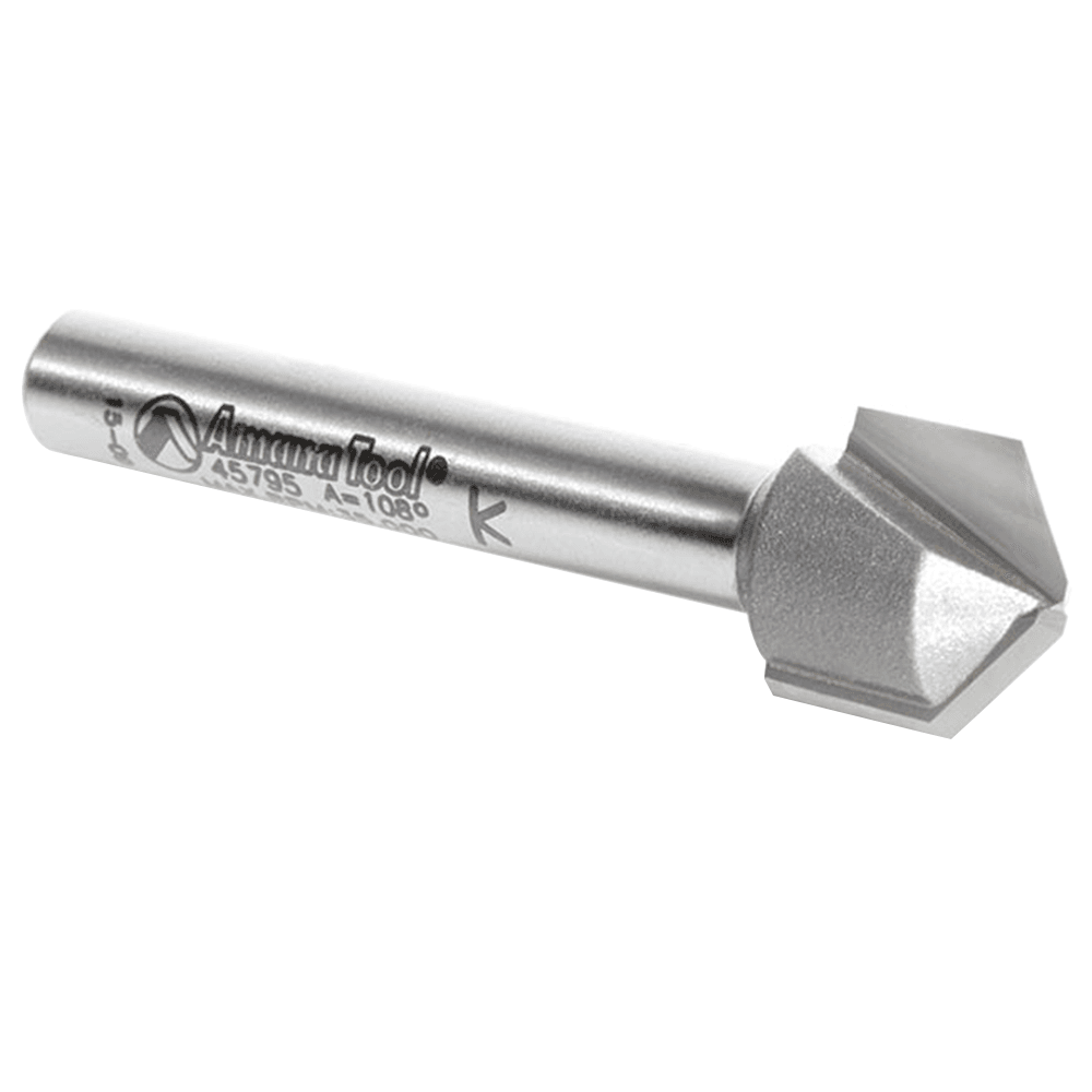 Routing V-shaped grooves in Aluminum Composite Materials with Amana 2-Flute router bit