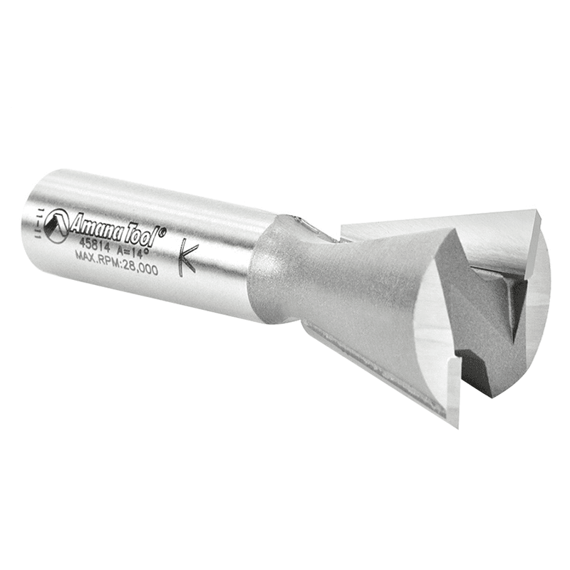 High-Quality 14&#730; Dovetail Router Bit from Amana with 1" Cutting Height