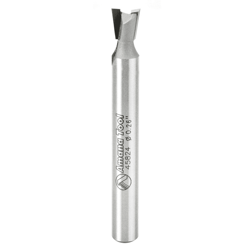 Amana 0.26" x 2-11/64" Dovetail Router Bit, 2-Flute, 1/4" Shank - Front View