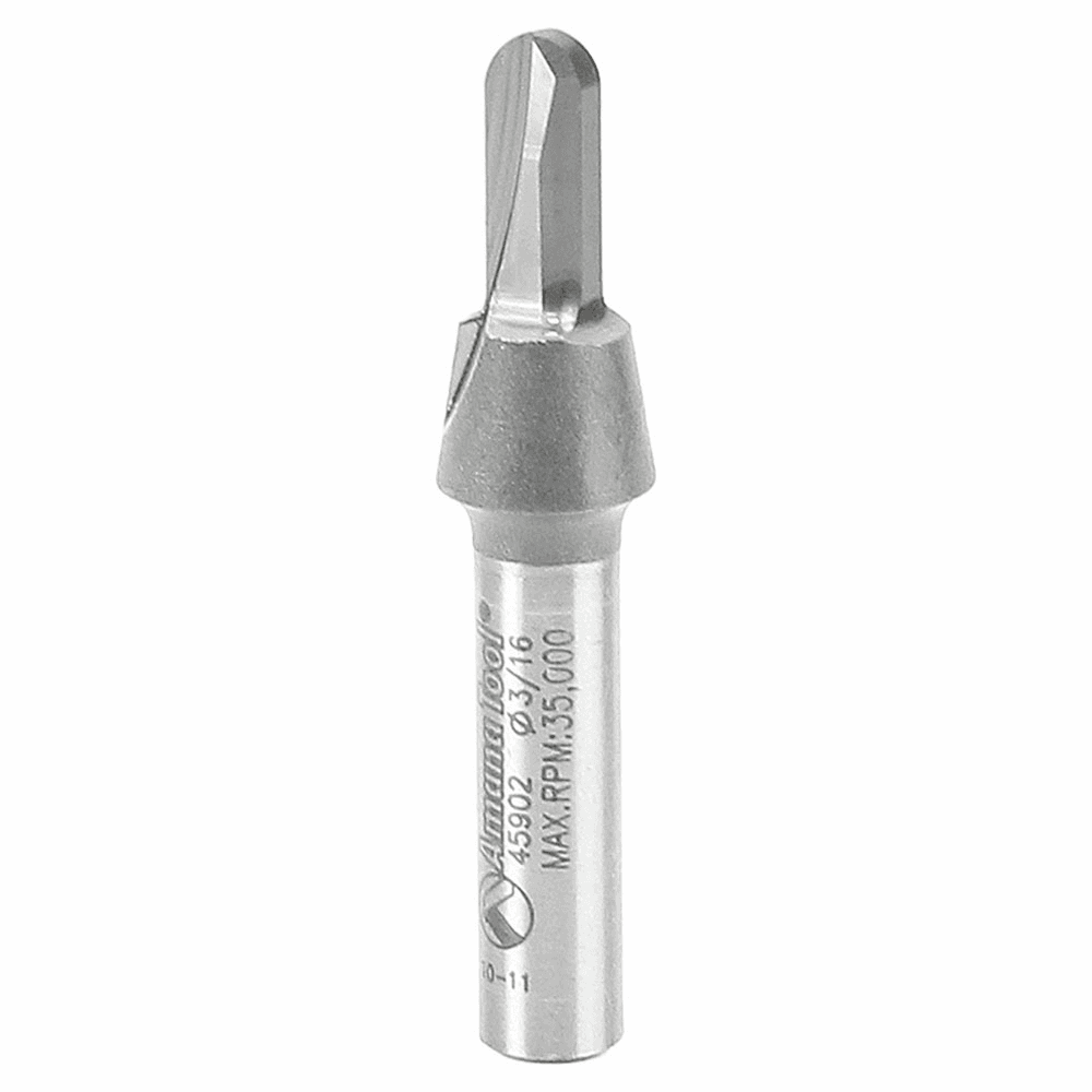 Amana 3/16" Radius Core Box Router Bit for Fluted Moldings and Signs with 1/4" Shank