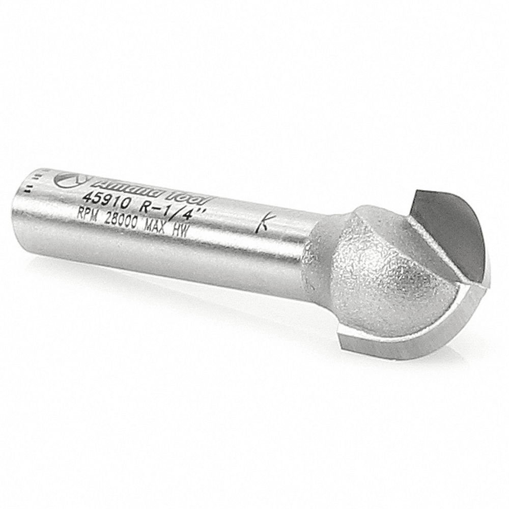 Amana Router Bit for cutting coves in HDU board, laminate, MDF, softwood, hardwood, and veneered plywood