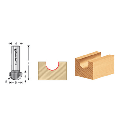 Cut Half-Round Grooves with Amana Core Box Router Bit for High Density Urethane and Veneered Plywood