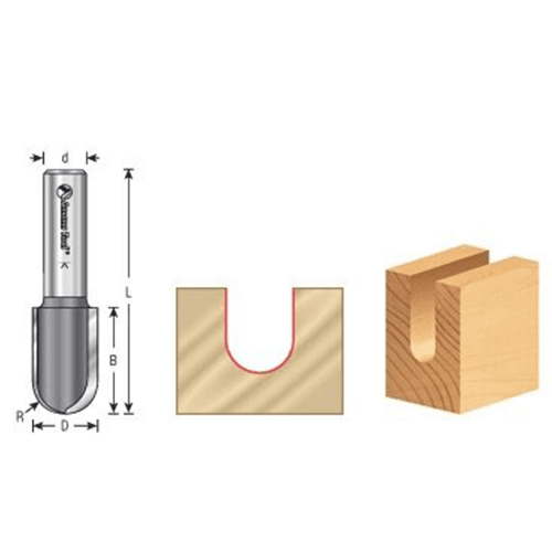 Veneered Plywood Router Bit: Amana 1/2" Shank Core Box Bit with Deeper Flutes