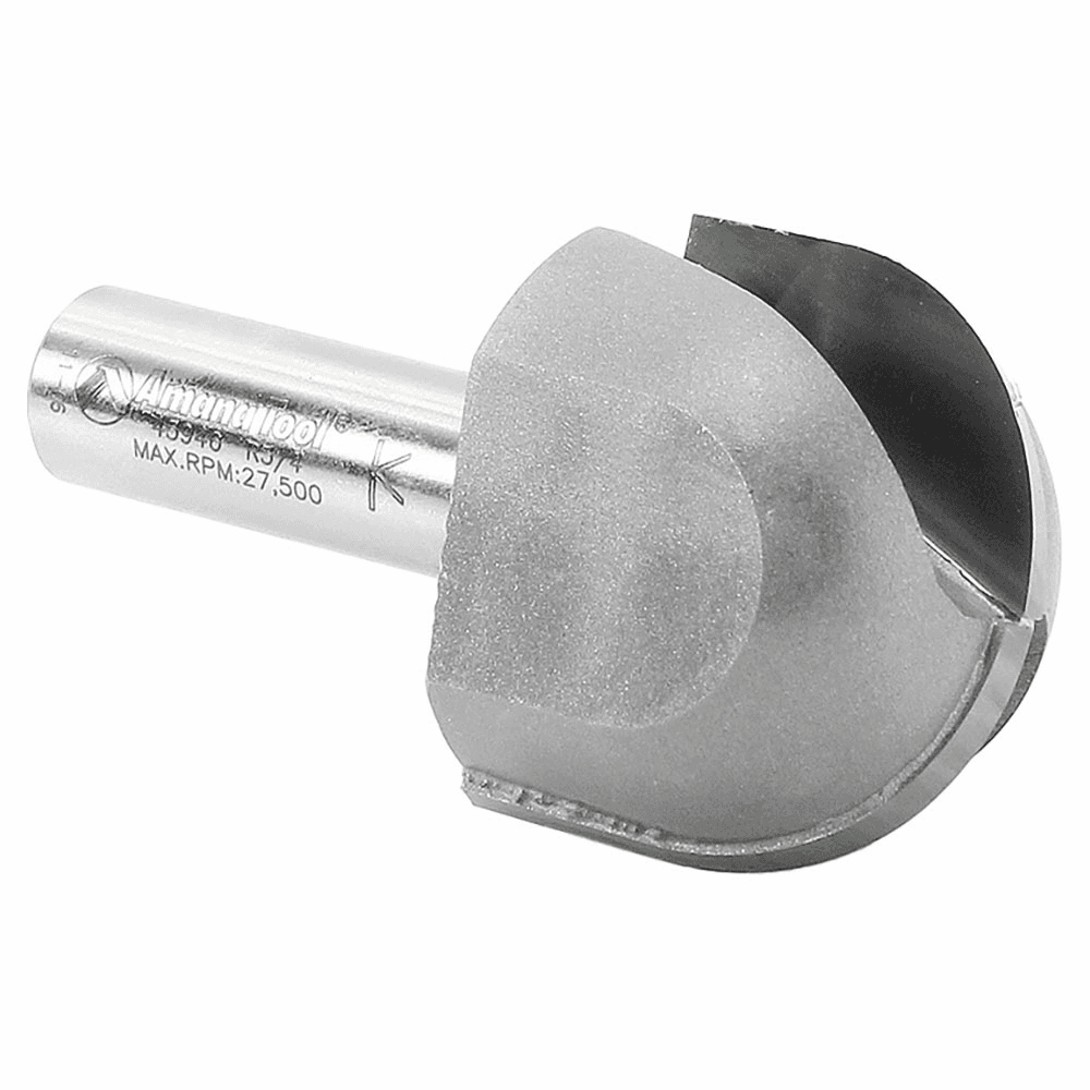 Amana Extra Deep Router Bit with 1-1/4" cutting height and 18,000 RPM maximum speed