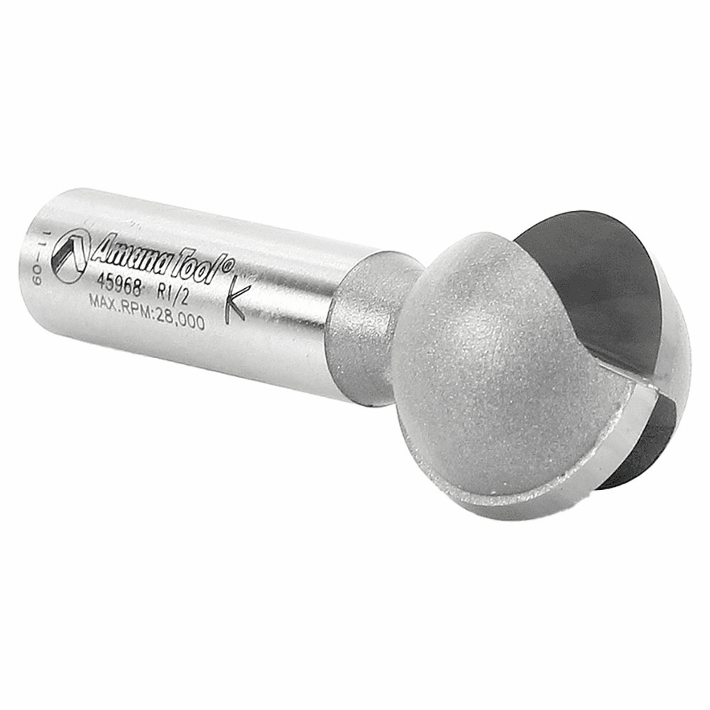 Amana 1/2" Shank Ball End Router Bit for Cutting Channels for Pipes or Cables in a Single Pass