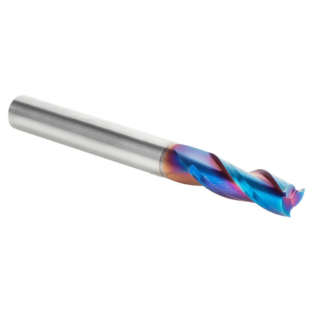 Amana Spektra Up-Cut Spiral Plunge Bit with 3/4" Cutting Height and Multi-Colored Hues of nACo Coating for Longevity and Cutting Results of Highest Quality