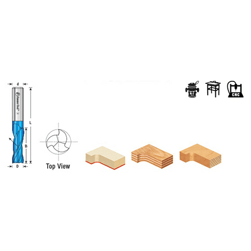 Spektra Up-Cut Spiral Plunge Bit with Mirror-Finish Coating for Razor Sharp Cutting Edge, Effortless Chip Removal, and Exceptional Cut Quality