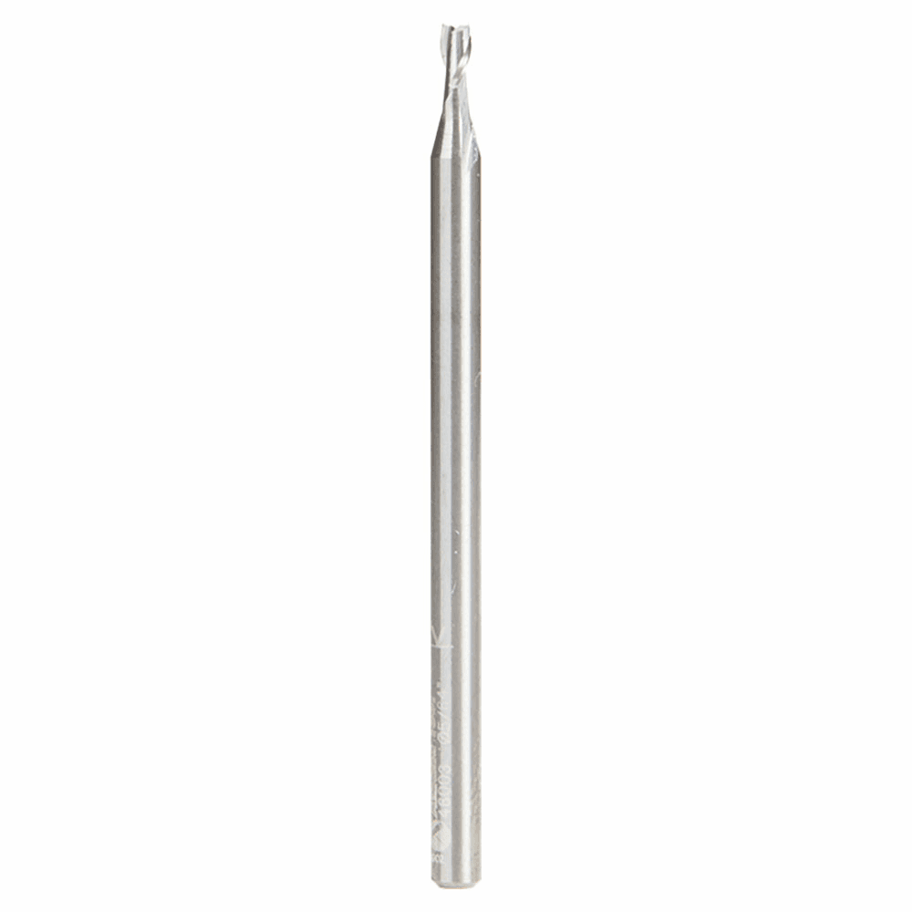 Amana 5/64" x 2" Long Up-Cut Spiral Plunge Bit with 2 flutes and 1/8" shank.