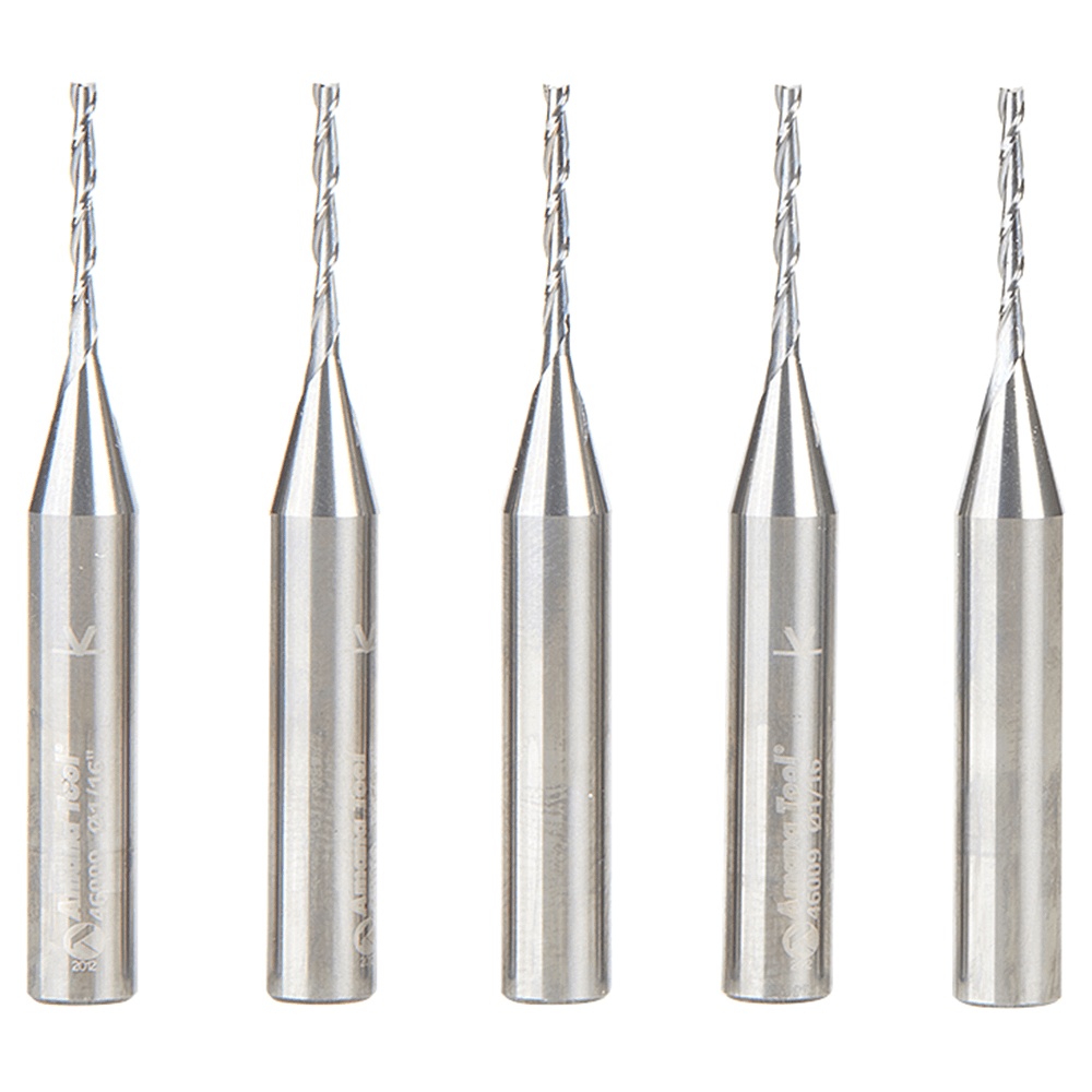 1/16" x 2 Up-Cut Spiral Plunge Bit, 2-Flute, 1/4" Shank (5/Pack) Alt 1 - Image