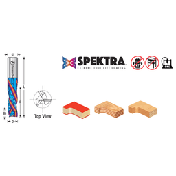 3/8" x 1-1/8" 5-Piece CNC Solid Carbide Spektra Extreme Tool Life Coated Compression Spiral Bit, 3-Flute, 3/8" Shank Alt 1 - Image