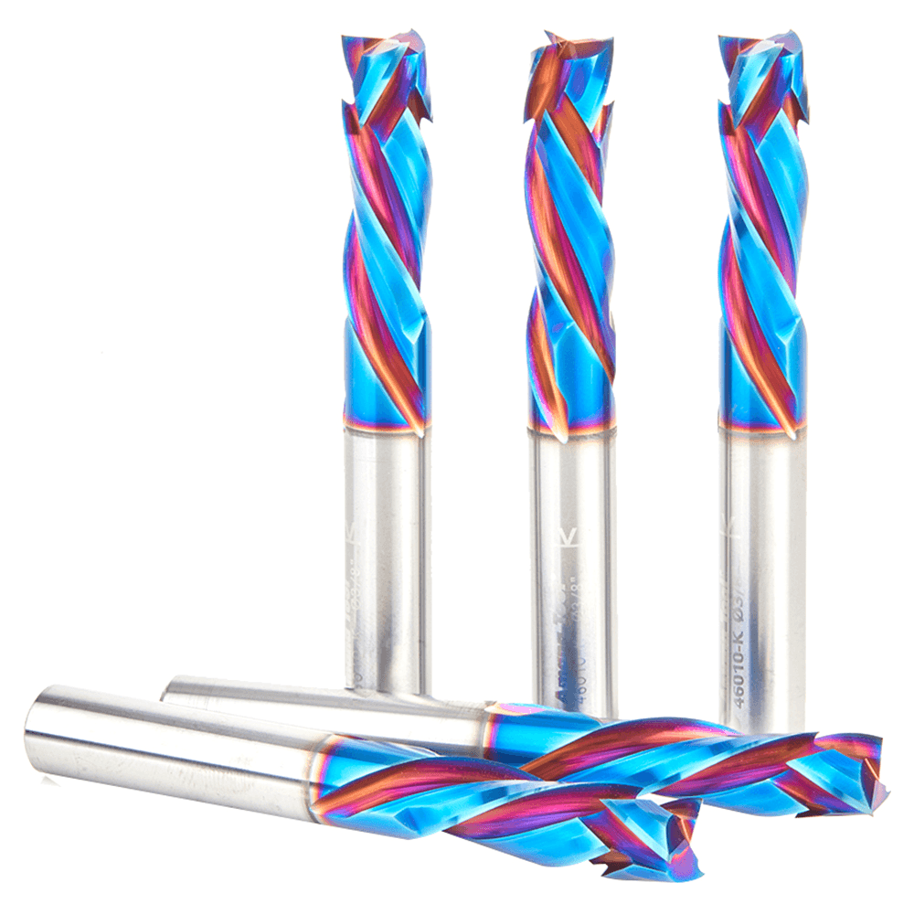 3/8" x 1-1/8" 5-Piece CNC Solid Carbide Spektra Extreme Tool Life Coated Compression Spiral Bit, 3-Flute, 3/8" Shank Alt 2 - Image
