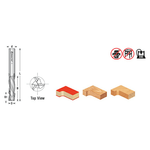 Amana Spiral Bit with 3 Flute Design - Provides Extra-Smooth Finish.