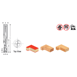1/4" Dia x 1" CNC Solid Carbide Compression Spiral Bit, 2 Flute, 1/4" Shank Alt 1 - Image
