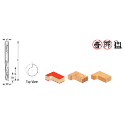 3/8" Dia x 1-1/8" CNC Solid Carbide Compression Spiral Bit, 1 Flute, 3/8" Shank Alt 1 - Image