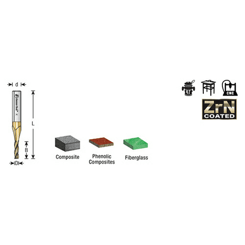 ZrN Coated Composite/Fiberglass/Phenolic Spiral Router Bit