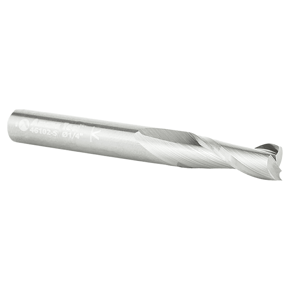 Amana 2-flute up-cut spiral plunge bit for clean and accurate cuts.