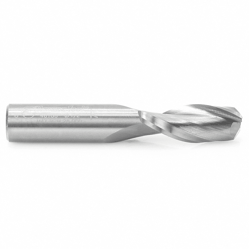 Amana 1/2" x 3" Up-Cut Spiral Plunge Bit - carbide grade increased clearance geometry and razor-sharp cutting edges with polished flutes