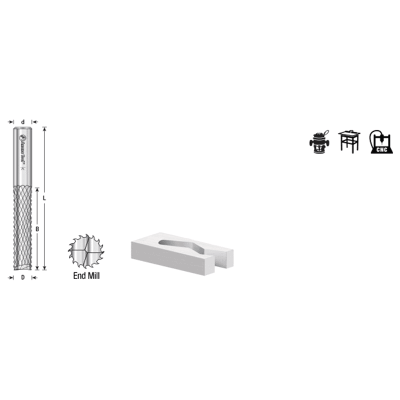 6mm x 19mm Diamond Pattern Composite Cutting End Mill Bit, 6mm Shank Alt 1 - Image