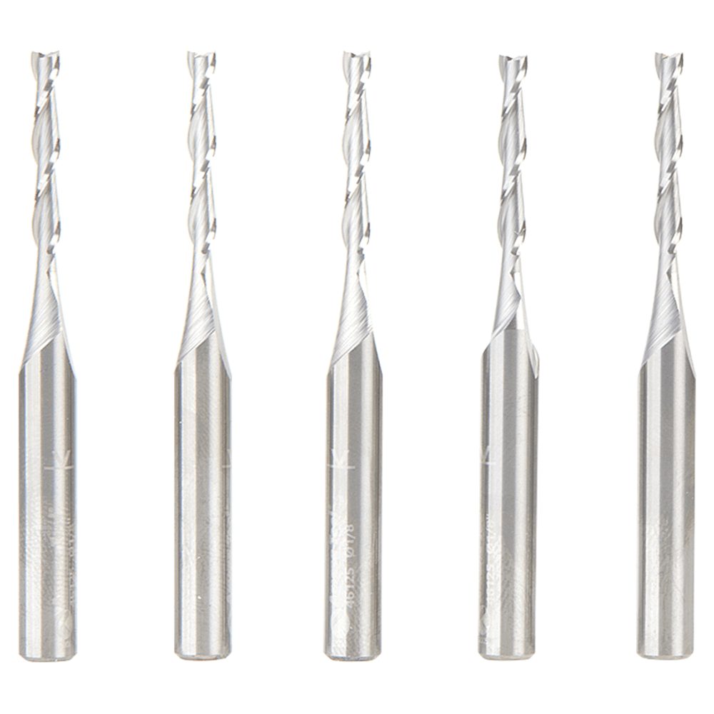 1/8" x 2-1/2" Up-Cut Spiral Plunge Bit, 2-Flute, 1/4" Shank (5/Pack) Alt 1 - Image
