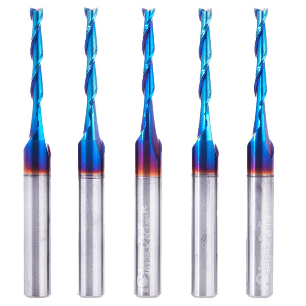 1/8" x 2-1/2" Up-Cut Spektra Extreme Tool Life Coated Spiral Plunge Bit, 2-Flute, 1/4" Shank (5/Pack) Alt 1 - Image