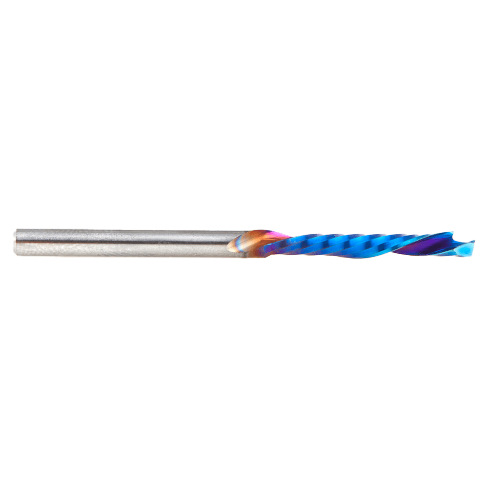 1/8" Dia x 7/8" CNC Solid Carbide Spektra Extreme Tool Life Coated 'O' Compression Spiral Bit, 1 Flute, 1/8" Shank Alt 2 - Image