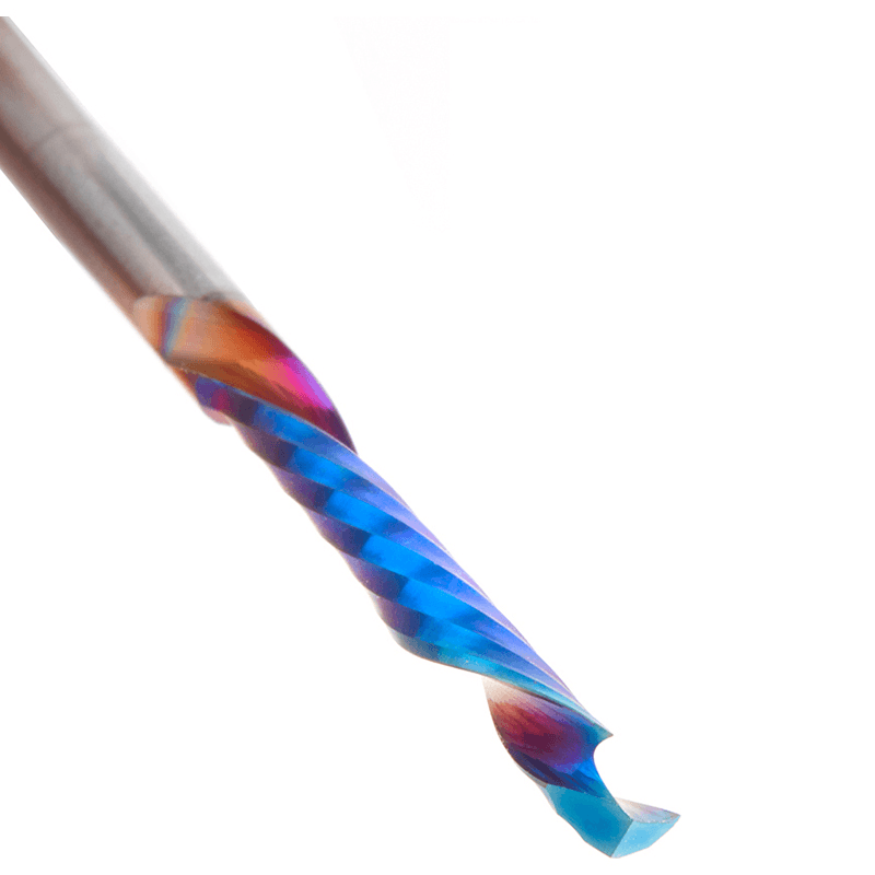 1/8" Dia x 7/8" CNC Solid Carbide Spektra Extreme Tool Life Coated 'O' Compression Spiral Bit, 1 Flute, 1/8" Shank Alt 4 - Image