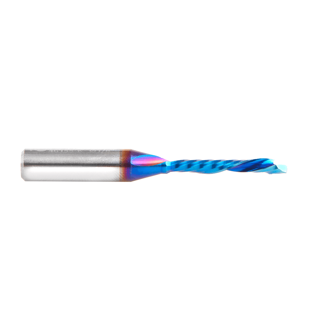 1/8" Dia x 7/8" CNC Solid Carbide Spektra Extreme Tool Life Coated 'O' Compression Spiral Bit, 1 Flute, 1/4" Shank Alt 2 - Image
