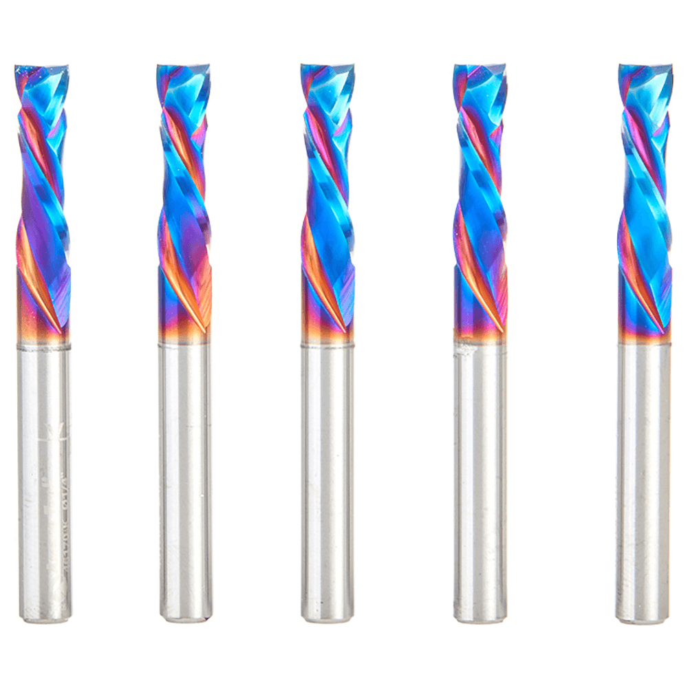 5 1/4" x 7/8" 5-Piece CNC Solid Carbide Spektra Extreme Tool Life Coated Compression Spiral Bit, 1/4" Shank Alt 1 - Image