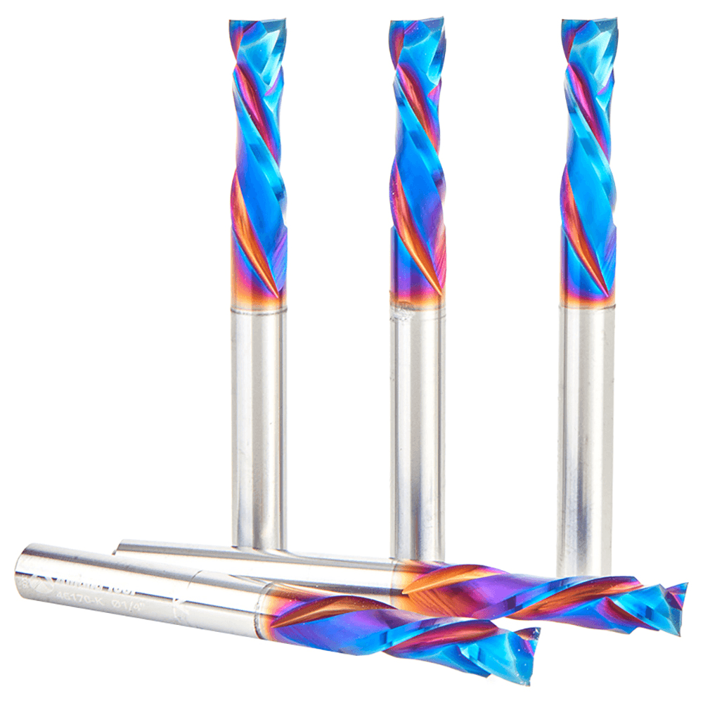5 1/4" x 7/8" 5-Piece CNC Solid Carbide Spektra Extreme Tool Life Coated Compression Spiral Bit, 1/4" Shank Alt 2 - Image