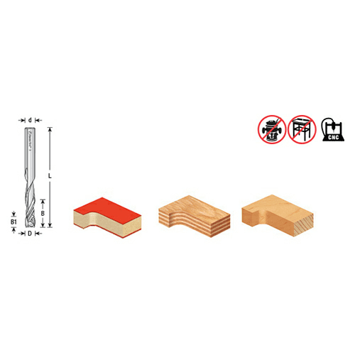 1/4" x 2-1/2" Left Hand Compression Spiral Bit, 2-Flute, 1/4" Shank - Alt Image 2